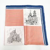 manipuri CASTEL 風景柄 シルク100％ 大判スカーフ スカーフ ホワイト 多色 レディース マニプリ【中古】5-0723G◎