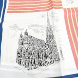 manipuri CASTEL 風景柄 シルク100％ 大判スカーフ スカーフ ホワイト 多色 レディース マニプリ【中古】5-0723G◎