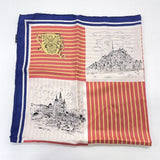 manipuri CASTEL 風景柄 シルク100％ 大判スカーフ スカーフ ホワイト 多色 レディース マニプリ【中古】5-0723G◎