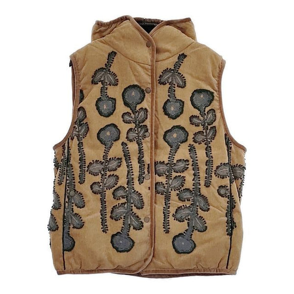 mina perhonen frost garden sa2246 サイズ38 刺繍 ダウンベスト ベージュ レディース ミナペルホネン【中古】5-1101T∞