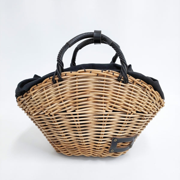 ebagos ブライドル扇型バッグ 紅籐 16AW かごバッグ ベージュ ブラック レディース エバゴス【中古】5-0409G◎