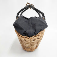 ebagos ブライドル扇型バッグ 紅籐 16AW かごバッグ ベージュ ブラック レディース エバゴス【中古】5-0409G◎