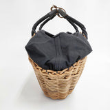 ebagos ブライドル扇型バッグ 紅籐 16AW かごバッグ ベージュ ブラック レディース エバゴス【中古】5-0409G◎