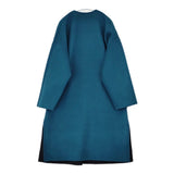 Demi-Luxe BEAMS 新品 ロング丈 クルーネック リバーコート 定価61600円 64-19-0176-286 ウール コート 23AW ブルーグリーン ブラック レディース デミルクス ビームス【中古】5-1104T△