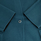 Demi-Luxe BEAMS 新品 ロング丈 クルーネック リバーコート 定価61600円 64-19-0176-286 ウール コート 23AW ブルーグリーン ブラック レディース デミルクス ビームス【中古】5-1104T△