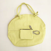 POMTATA 未使用品 ENVAN TATE TOTE ポーチセット 121-3405 牛革 レザー トートバッグ イエロー レディース ポンタタ【中古】5-0618G∞
