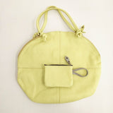 POMTATA 未使用品 ENVAN TATE TOTE ポーチセット 121-3405 牛革 レザー トートバッグ イエロー レディース ポンタタ【中古】5-0618G∞