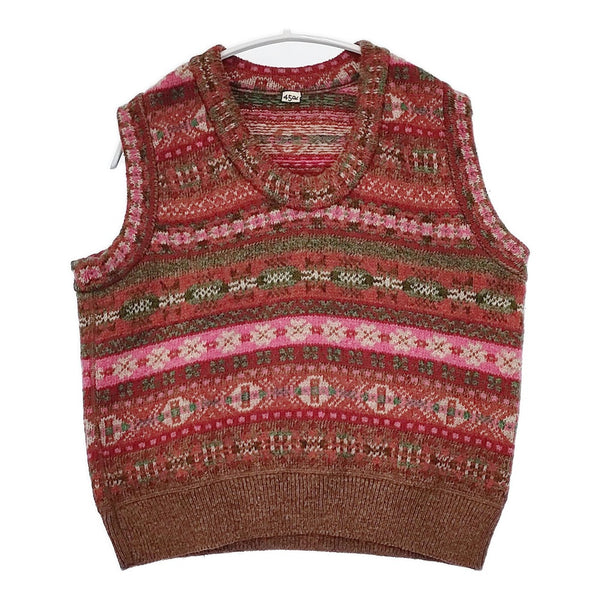 45R/45rpm 7108092 フェアアイルニットのベスト 定価30800円 ウール100％ ベスト レッド ブラウン レディース フォーティーファイブアールピーエム【中古】5-1104T△