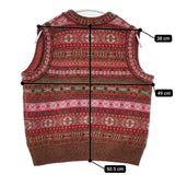 45R/45rpm 7108092 フェアアイルニットのベスト 定価30800円 ウール100％ ベスト レッド ブラウン レディース フォーティーファイブアールピーエム【中古】5-1104T△