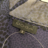 MOGA フリル ドット 半袖 ブラウス シャツ ネイビー ブラック レディース モガ【中古】5-0504S∞