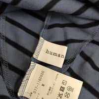HUMAN WOMAN ハリジェンヌライト・ボーダープルオーバー セルロース 半袖Ｔシャツ カットソー ブルー ネイビー レディース ヒューマンウーマン【中古】5-0504S∞