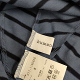 HUMAN WOMAN ハリジェンヌライト・ボーダープルオーバー セルロース 半袖Ｔシャツ カットソー ブルー ネイビー レディース ヒューマンウーマン【中古】5-0504S∞