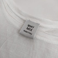 WHY MIX ワイミックス 刺繍 ノースリーブ リネン カットソー ホワイト ベージュ レディース【中古】5-0504S∞