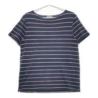 MARGARET HOWELL 579-7166054 コットンリネン ボーダー 半袖Ｔシャツ カットソー ネイビー メンズ マーガレットハウエル【中古】5-0609S∞