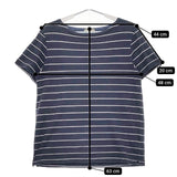 MARGARET HOWELL 579-7166054 コットンリネン ボーダー 半袖Ｔシャツ カットソー ネイビー メンズ マーガレットハウエル【中古】5-0609S∞
