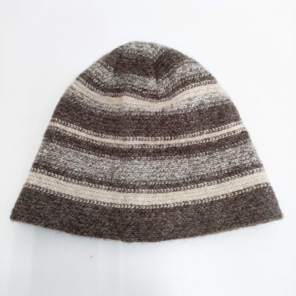 Drystane ドライストーン スコットランド製 シェットランド ニットキャップ ブラウン ベージュ レディース【中古】5-1016T◎