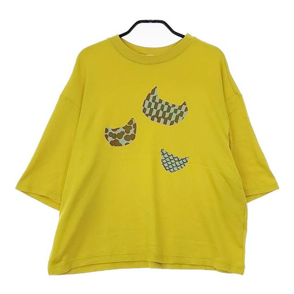 mina perhonen abs8854 anone-anone サイズM 五分袖 Ｔシャツ カットソー イエロー レディース ミナペルホネン【中古】5-0503M∞