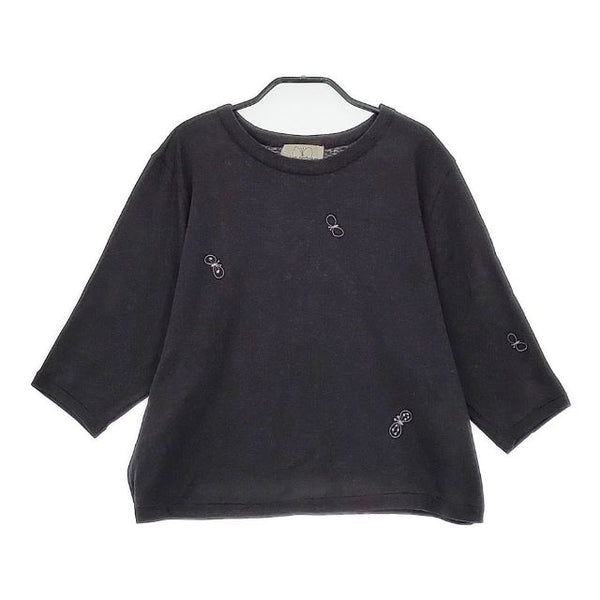 mina perhonen sa8707 choucho サイズ36 七分袖 Ｔシャツ カットソー チャコールグレー レディース ミナペルホネン【中古】5-0503M∞