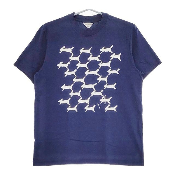 mina perhonen EV0479 run run run サイズM 半袖Ｔシャツ カットソー ネイビー ホワイト レディース ミナペルホネン【中古】5-0504S∞