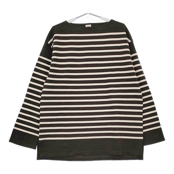 blurhms ROOTSTOCK ボーダーバスクシャツ 定価20900円 長袖Ｔシャツ カットソー ダークブラウン アイボリー メンズ ブラームス【中古】5-0506M♪