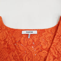 GANNI レース Vネック サイズ34 プルオーバー ブラウス シャツ オレンジ レディース ガニー【中古】5-0513M♪