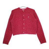 GYMPHLEX 24AW シャギーニット ショートカーディガン 定価19800円 アルパカ混 カーディガン レッド レディース ジムフレックス【中古】5-0319T◎