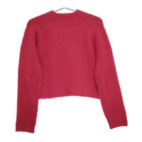 GYMPHLEX 24AW シャギーニット ショートカーディガン 定価19800円 アルパカ混 カーディガン レッド レディース ジムフレックス【中古】5-0319T◎