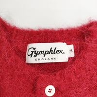 GYMPHLEX 24AW シャギーニット ショートカーディガン 定価19800円 アルパカ混 カーディガン レッド レディース ジムフレックス【中古】5-0319T◎