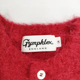GYMPHLEX 24AW シャギーニット ショートカーディガン 定価19800円 アルパカ混 カーディガン レッド レディース ジムフレックス【中古】5-0319T◎
