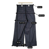 MARGARET HOWELL/FOX BROTHERS 578-8243006 ウール ストライプ パンツ ネイビー レディース マーガレットハウエル/フォックスブラザーズ【中古】5-1015T∞