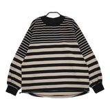 le colis ボーダー モックネック 裾ドローコード カットソー ブラック ベージュ レディース ルコリ【中古】5-0513M♪