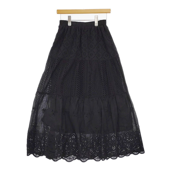 Heart Market レースティアードSK カットワーク ロングスカート ブラック レディース ハートマーケット【中古】5-0513M♪