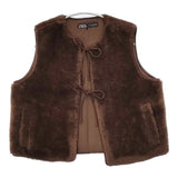 ZARA 新品 ボア ベスト ブラウン レディース ザラ【中古】5-1102T∞