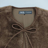 ZARA 新品 ボア ベスト ブラウン レディース ザラ【中古】5-1102T∞