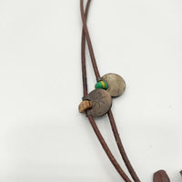 HENRY CUIR レザー ビーズ ネックレス ブラウン レディース アンリークイール【中古】5-0512G∞