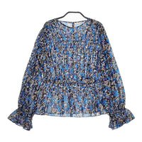 SOULEIADO 24AW コットンプリント シャーリングブラウス 定価26400円 75014401202 サイズ36 ブラウス シャツ ブルー 多色 レディース ソレイアード【中古】5-0319G◎