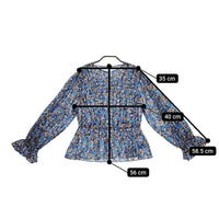 SOULEIADO 24AW コットンプリント シャーリングブラウス 定価26400円 75014401202 サイズ36 ブラウス シャツ ブルー 多色 レディース ソレイアード【中古】5-0319G◎