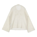 DES PRES 新品 パールレースステッチ ラグランスリーブプルオーバー 定価39600円 セーター ニット 24AW オフホワイト レディース デプレ【中古】5-1102T∞