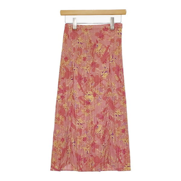 PLEATS PLEASE ISSEY MIYAKE プリーツスカート 花柄 PP51-JG584 サイズ4 ロングスカート ピンク レディース プリーツプリーズ【中古】5-0511M♪