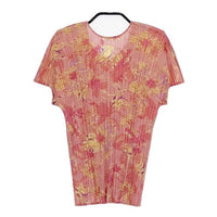 PLEATS PLEASE ISSEY MIYAKE プリーツ 花柄 PP51-JK581 半袖Ｔシャツ カットソー ピンク マルチカラー レディース プリーツプリーズ【中古】5-0604S∞