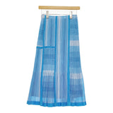 PLEATS PLEASE ISSEY MIYAKE プリーツスカート ペチコート付 メッシュ PP71-JG723 Lブルー ホワイト レディース プリーツプリーズ【中古】5-0511M♪