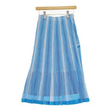 PLEATS PLEASE ISSEY MIYAKE プリーツスカート ペチコート付 メッシュ PP71-JG723 Lブルー ホワイト レディース プリーツプリーズ【中古】5-0511M♪