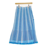 PLEATS PLEASE ISSEY MIYAKE プリーツスカート ペチコート付 メッシュ PP71-JG723 Lブルー ホワイト レディース プリーツプリーズ【中古】5-0511M♪