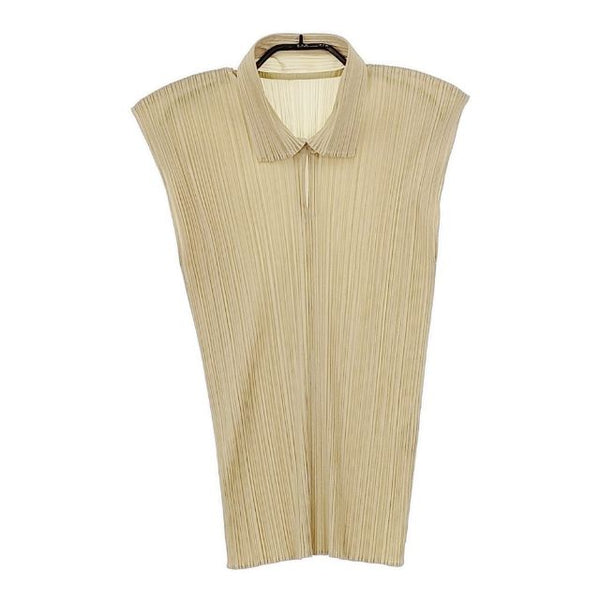 PLEATS PLEASE ISSEY MIYAKE プリーツ ノースリーブ PP04-JK605 ブラウス シャツ ベージュ レディース プリーツプリーズ【中古】5-0604S∞