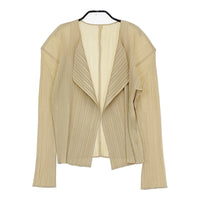 PLEATS PLEASE ISSEY MIYAKE PP04-JD623 サイズ3 カーディガン 羽織 ノーカラージャケット ベージュ レディース プリーツプリーズ【中古】5-0511M♪