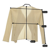 PLEATS PLEASE ISSEY MIYAKE PP04-JD623 サイズ3 カーディガン 羽織 ノーカラージャケット ベージュ レディース プリーツプリーズ【中古】5-0511M♪