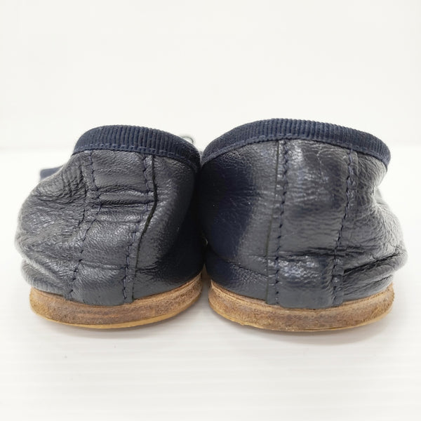 A.P.C. PORSELLI デニムバレエシューズ　23cm A.P.C./E.PORSELLI レザー フラット バレエシューズ ネイビー