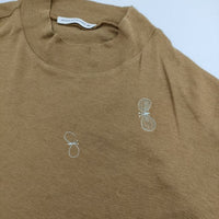 mina perhonen za8624 choucho 刺繍 定価19800円 長袖Ｔシャツ カットソー ロンＴ ブラウン レディース ミナペルホネン【中古】5-0428M∞