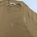 mina perhonen za8624 choucho 刺繍 定価19800円 長袖Ｔシャツ カットソー ロンＴ ブラウン レディース ミナペルホネン【中古】5-0428M∞