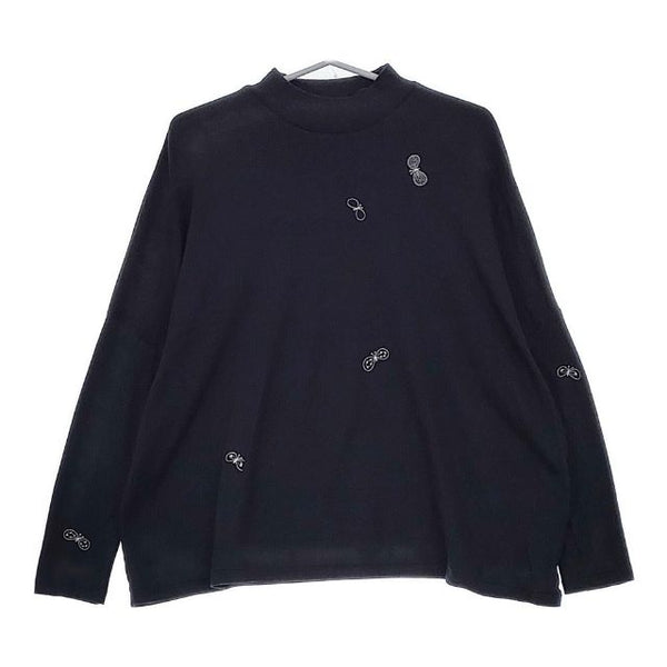 mina perhonen za8624 choucho 刺繍 サイズ40 定価19800円 長袖Ｔシャツ カットソー ロンＴ ダークネイビー レディース ミナペルホネン【中古】5-0428M∞
